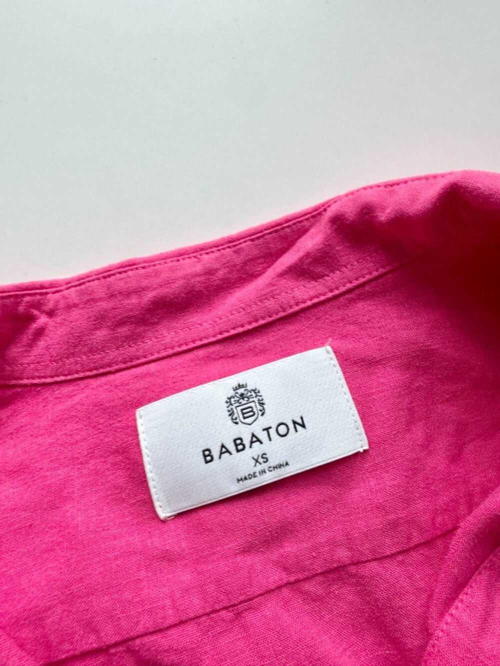 Aritzia BABATON Utility Pink Linen Short Sleeve Button Up Shirt Blouse, Size XS - Picture 9 of 16